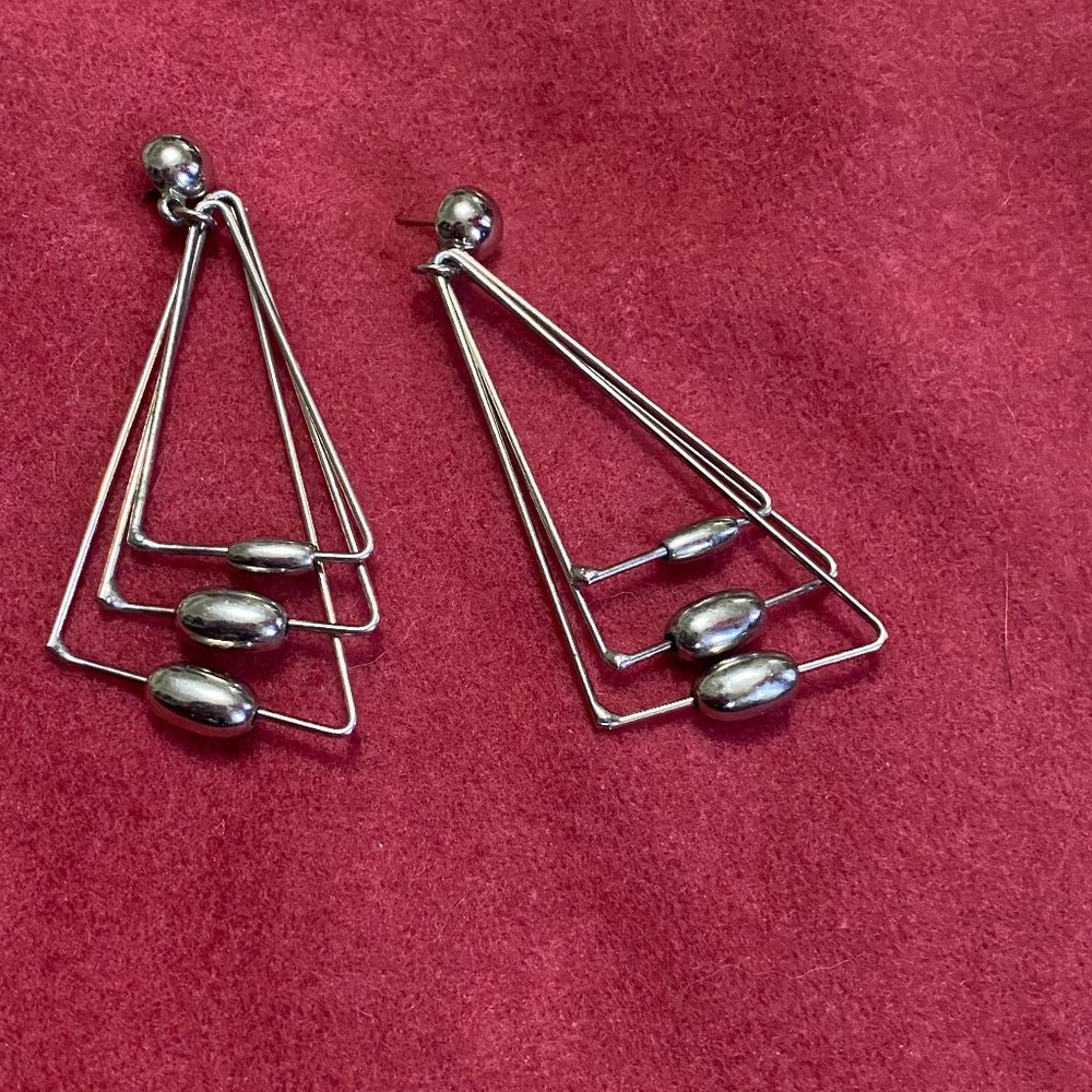 Beautiful silver-tone triangle drop earrings